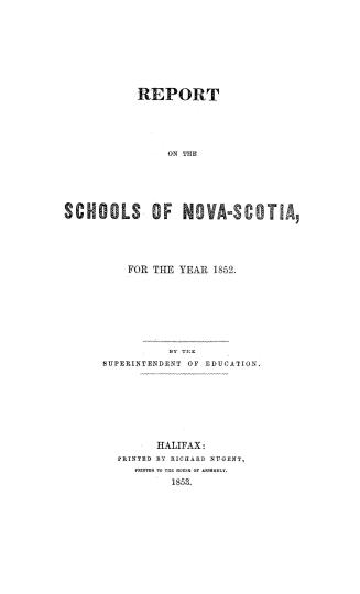 Report on the schools of Nova-Scotia, for the year