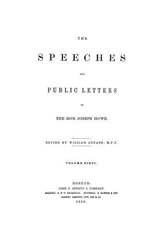 The speeches and public letters of the Hon