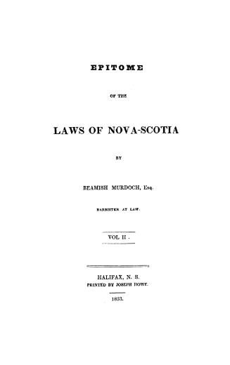 Epitome of the laws of Nova-Scotia