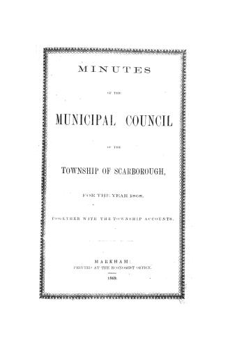 Minutes of the Municipal Council of the Township of Scarborough
