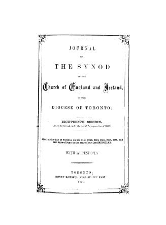 Journal of the Synod of the United Church of England & Ireland in the Diocese of Toronto held