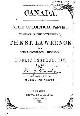 Canada, state of political parites, economy in the government, the St