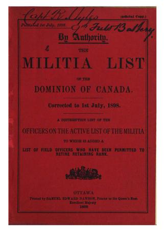 The militia list of the Dominion of Canada