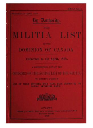 The militia list of the Dominion of Canada