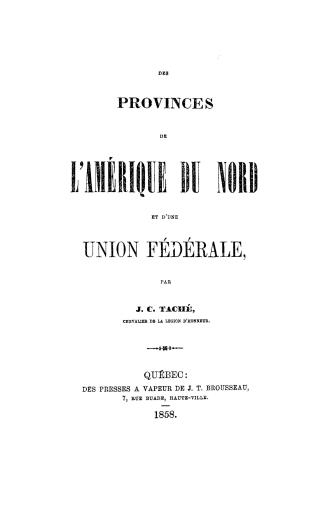 Des provinces de l'Amériqueu Nord et d'une union fédérale
