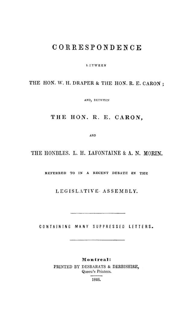 Correspondence between the Hon