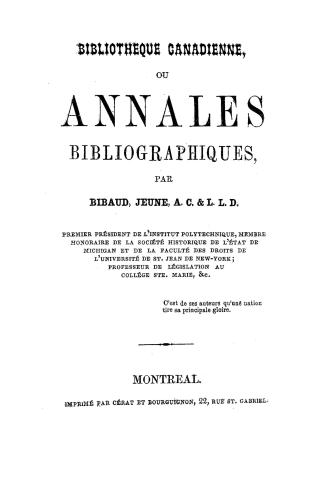 Bibliothèque canadienne, ou, Annales bibliographiques
