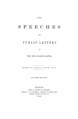 The speeches and public letters of the Hon