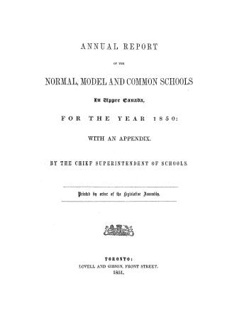 Annual report of the normal, model and common schools in Upper Canada for the year