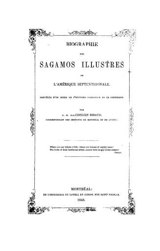 Biographie des sagamos illustres de l'Amériqueeptentrionale, précédée d'un index de l'histoire fabuleuse de ce continent