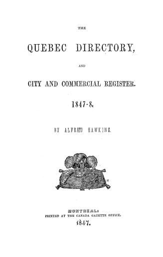 The Quebec directory, and city and commercial register