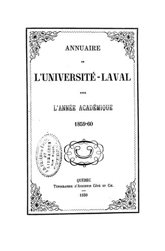 Annuaire de l'Université-Laval pour l'année académique