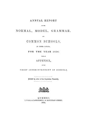 Annual report of the normal, model and common schools in Upper Canada for the year