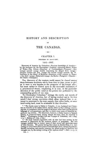 History and description of the Canadas