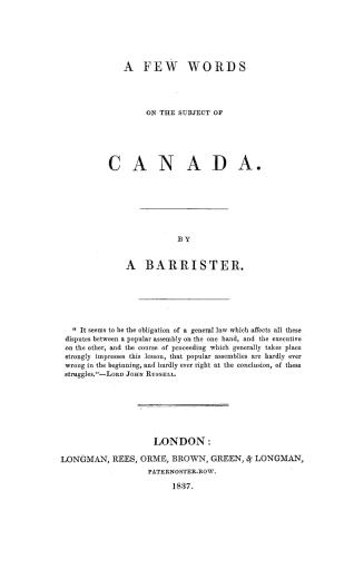 A few words on the subject of Canada