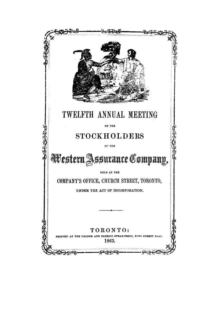 Annual meeting of the stockholders of the Western Assurance Company