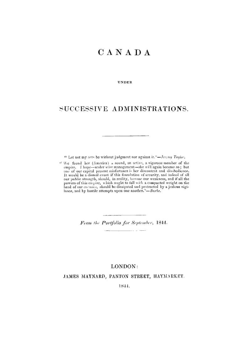 Canada under successive administrations