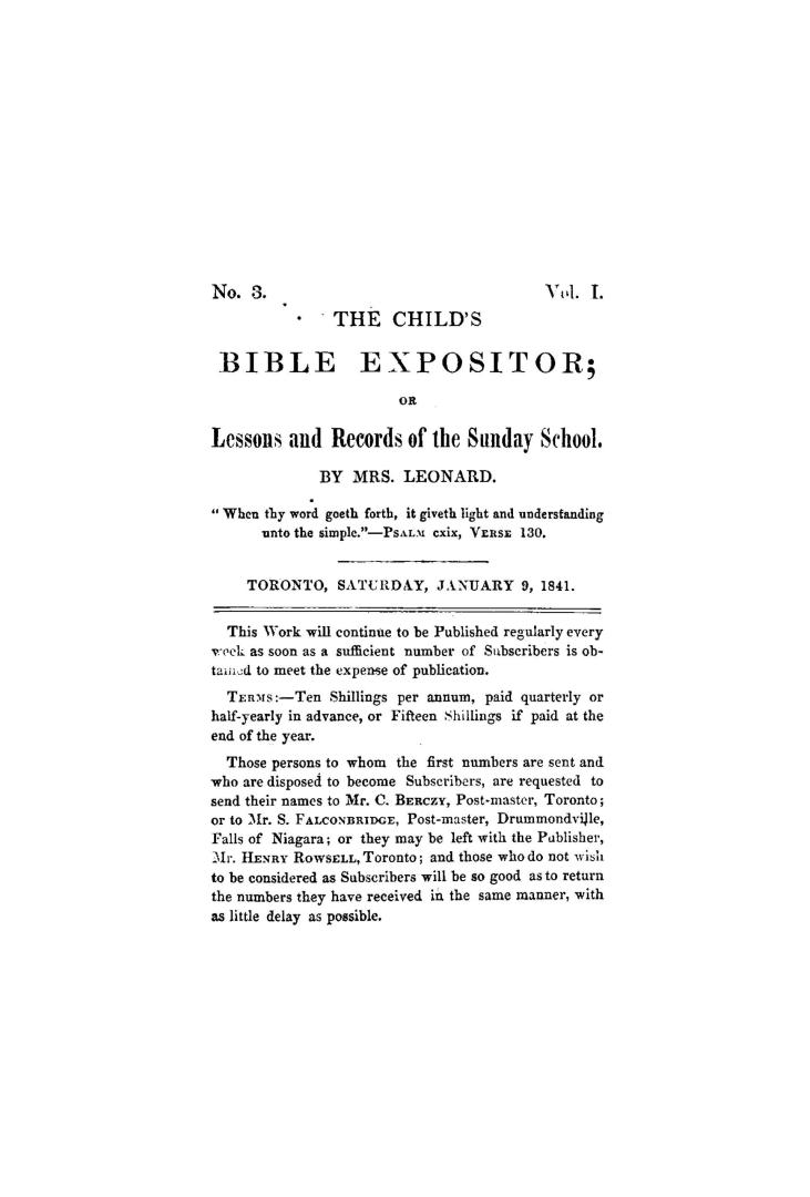 The child's Bible expositor, or, Lessons and records of the Sunday school