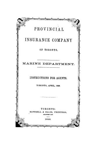 Instructions for agents, Toronto, April, 1858