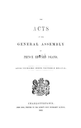 The acts of the General Assembly of Prince Edward Island