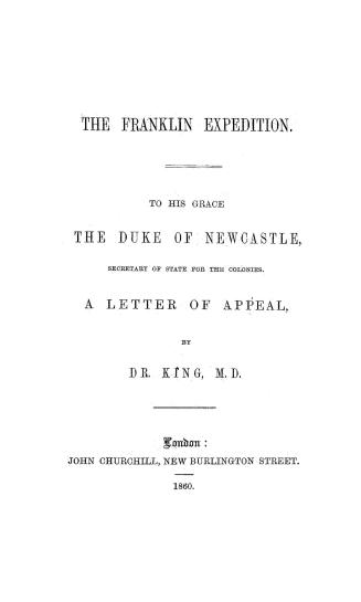The Franklin expedition, to His Grace the duke of Newcastle