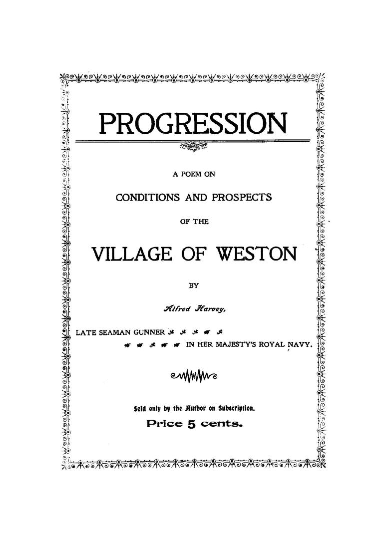Progression : a poem on conditions and prospects of the village of Weston