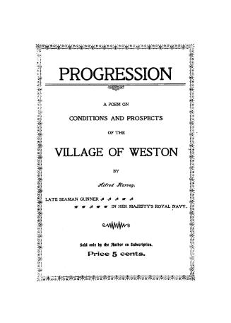 Progression : a poem on conditions and prospects of the village of Weston
