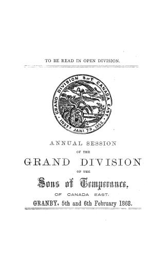 Proceedings of the Grand Division of the Sons of Temperance of Canada East