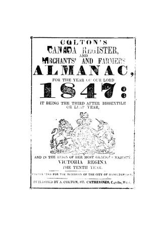 Colton's Canada register, and merchants' and farmers' almanac, for the year of our Lord