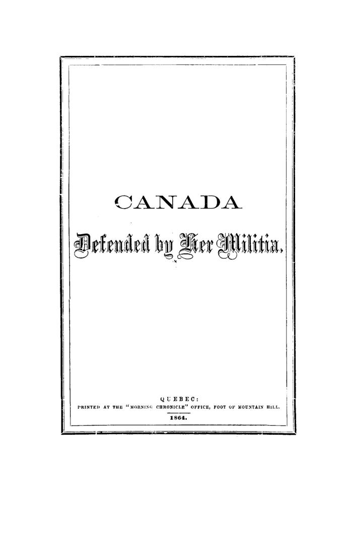Canada defended by her militia
