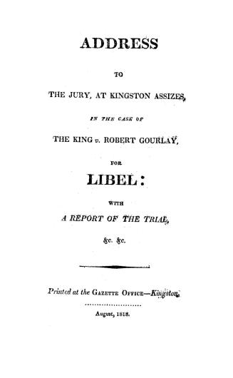 Address to the jury, at Kingston assizes, in the case of the King v