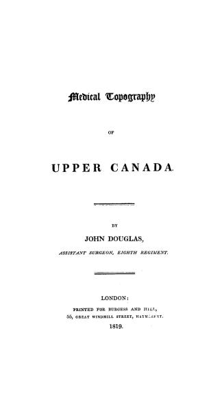 Medical topography of Upper Canada