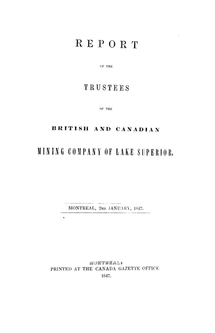 Report of the trustees
