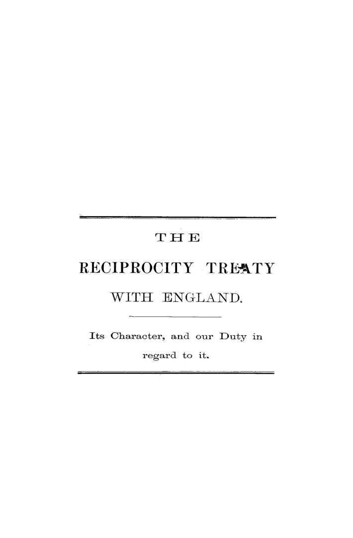 The reciprocity treaty with England