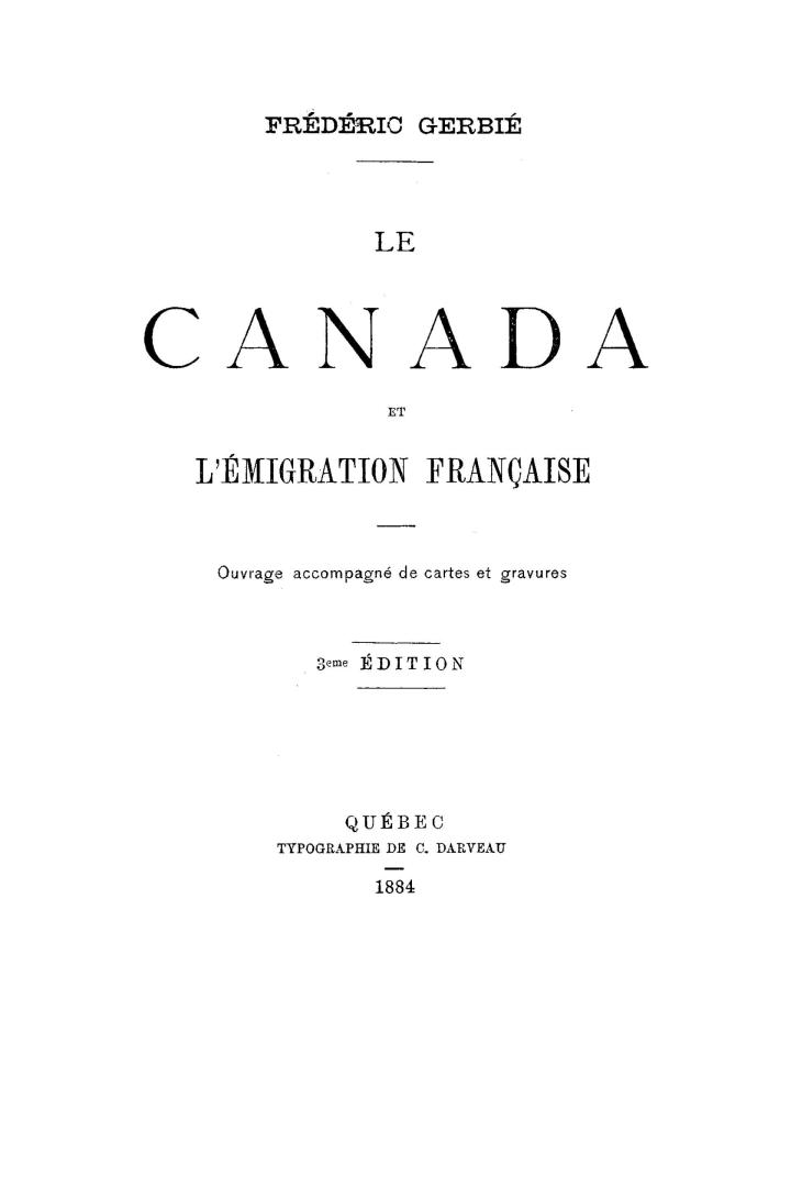 Le Canada et l'émigration française