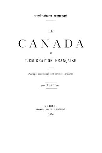 Le Canada et l'émigration française