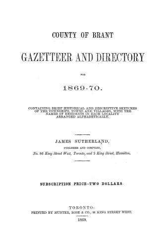 County of Brant gazetteer and directory for