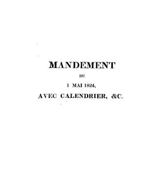 Mandement du 1 mai 1824 avec calendrier &c.
