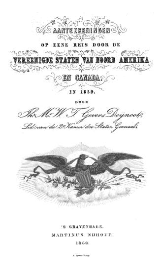 Aanteekeningen op eene reis door de Vereenigde Staten van Noord Amerika en Canada, in 1859
