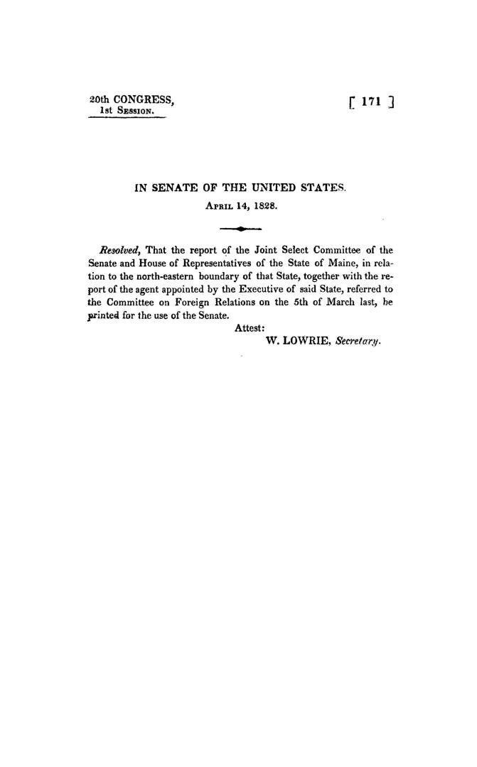 Report of the Joint Select Committee of the Senate and House of Representatives of the State of Maine, in relation to the north-eastern boundary of the state