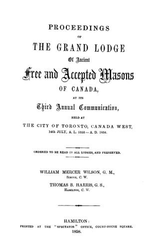 Proceedings of the Grand Lodge of Ancient, Free and Accepted Masons of Canada