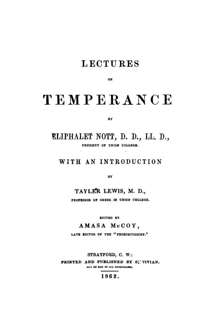 Lectures on temperance