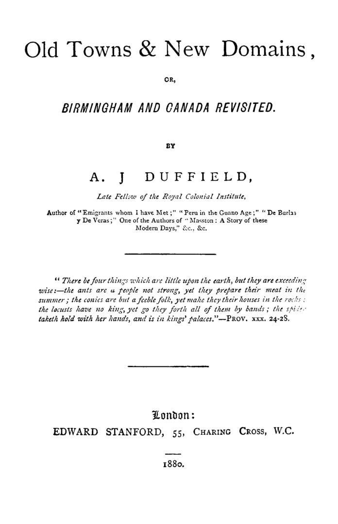 Old towns & new domains : or, Birmingham and Canada revisited