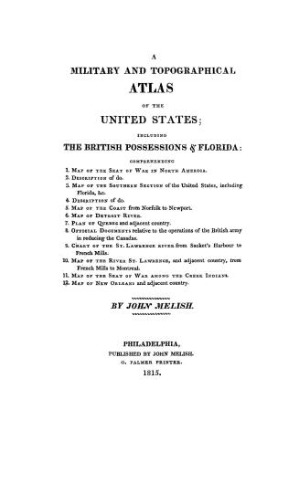 A military and topographical atlas of the United States including the British possessions & Florida