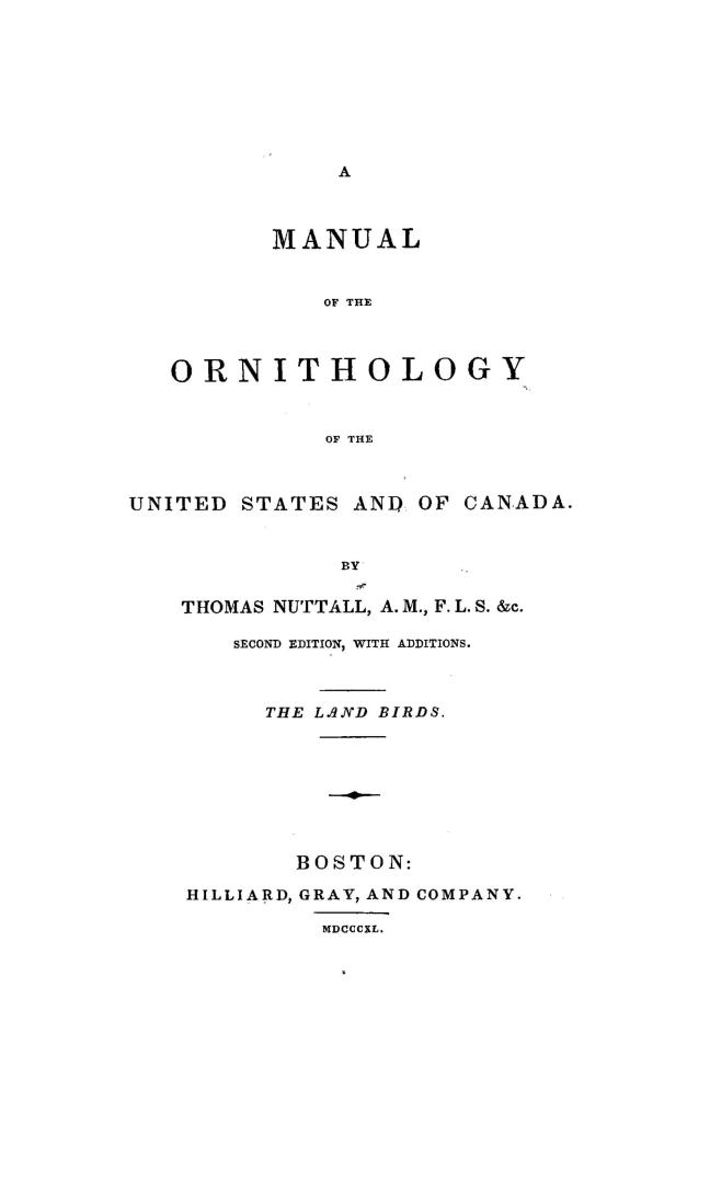 A manual of the ornithology of the United States and of Canada