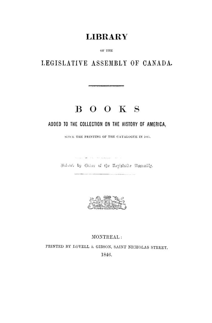 Books added to the collection on the history of America : since the printing of the catalogue in 1845