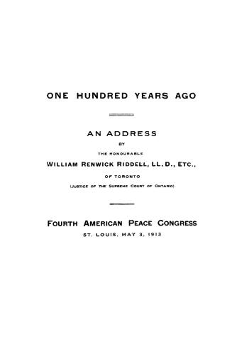 One hundred years ago, an address