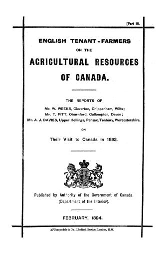 English tenant farmers on the agricultural resources of Canada