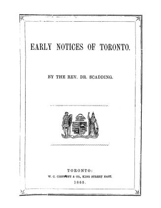 Early notices of Toronto