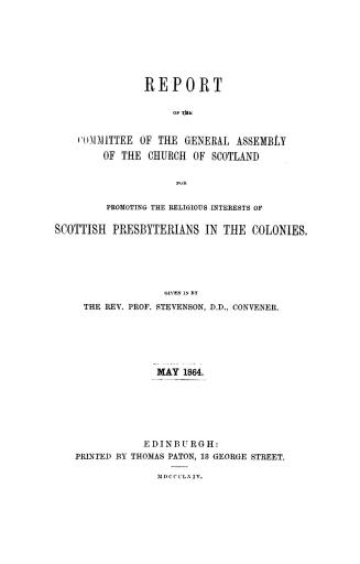 Report. With appendix, containing correspondence with the Colonial Office, and report of the North American Colonial Society of Glasgow